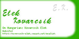 elek kovarcsik business card